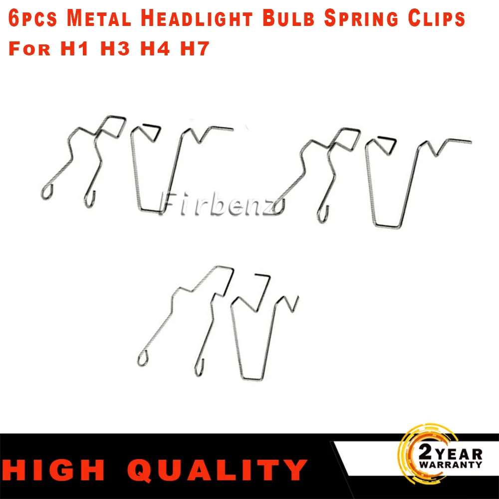 6pcs Metal Headlight Bulb Spring Clips Fits For H1 H3 H4 H7 Car Headlamp Light Bulb Retainer Spring Clips Buckles 5ZHSFULLKIT