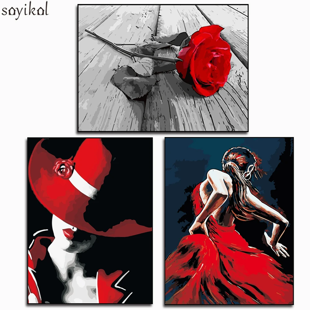 Раскраска по номерам Diy сексуальная женская Роза цветы картины без рамки|Картины