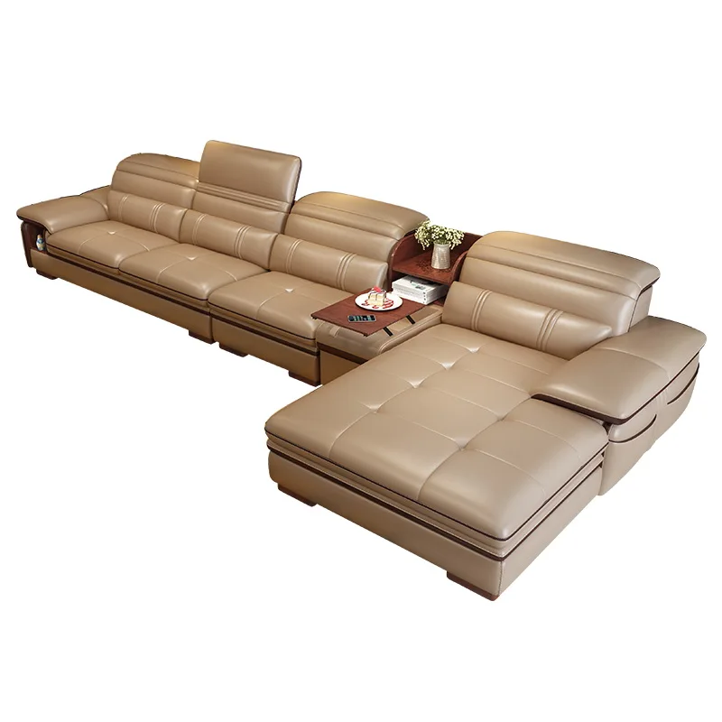 Диваны из натуральной кожи L-образной формы для гостиной | Мебель