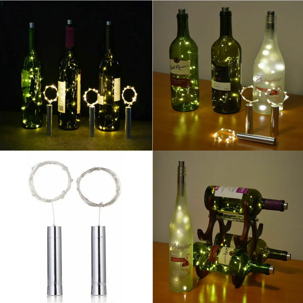 

Wine Bottle Starry 10 15 20 LED String Lights Cork Shaped Party Wedding Christmas Halloween Bar Decor Bottle Lights