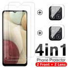 4 в 1 9D чехол из закаленного стекла для Samsung galaxy A12 A21s A21 A02 A02s samsun A01 A11 A31 A41 A51 A71 Защитная пленка для объектива камеры
