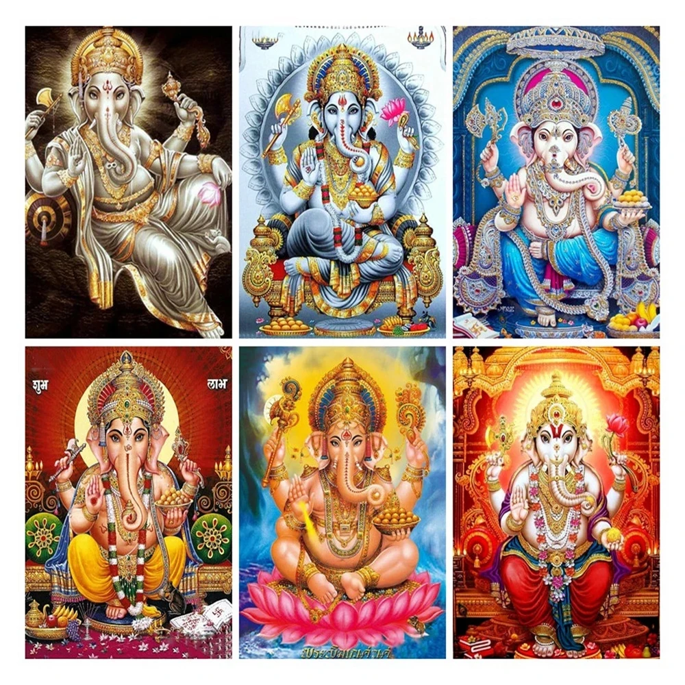 

5D Diamond Painting Elephant Hinduism Ganesha Pictures By Rhinestones Religion Icon Full Square Kit Diamond Embroidery Wall Art