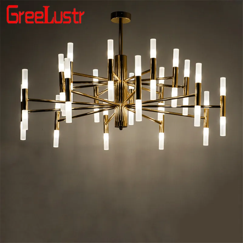 Lámpara de araña led G4 de diseño dorado/Negro, tubo moderno, Lustre, lámpara colgante para sala de estar, loft, arte, lámparas suspendidas