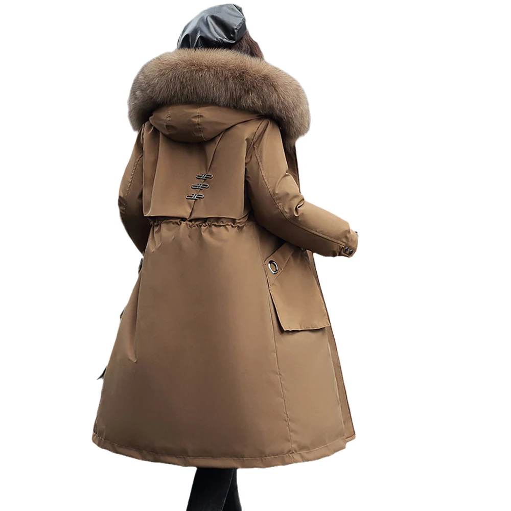 -30 Degrees Snow Wear Long Parkas Winter Jacket Women Removable Fur Hooded Outwear Female Fur Lining Thick Winter Coat Women