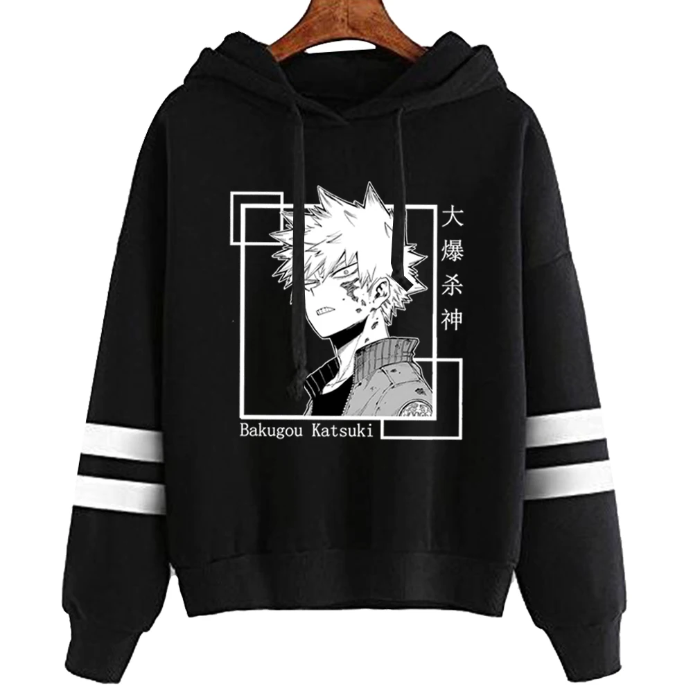 

Harajuku My Hero Academia Hoodies Men Women Long Sleeve Sweatshirt Bakugou Katsuki Anime Black HoodiesTops Clothes