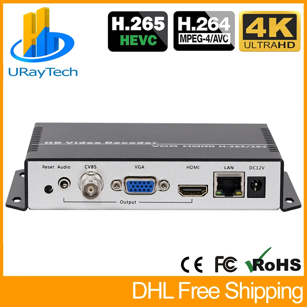 Декодер UHD 4K H.265 H.264 HDMI VGA CVBS декодер HD SD для потоковой передачи видео IP SRT HTTPS RTSP RTMP UDP