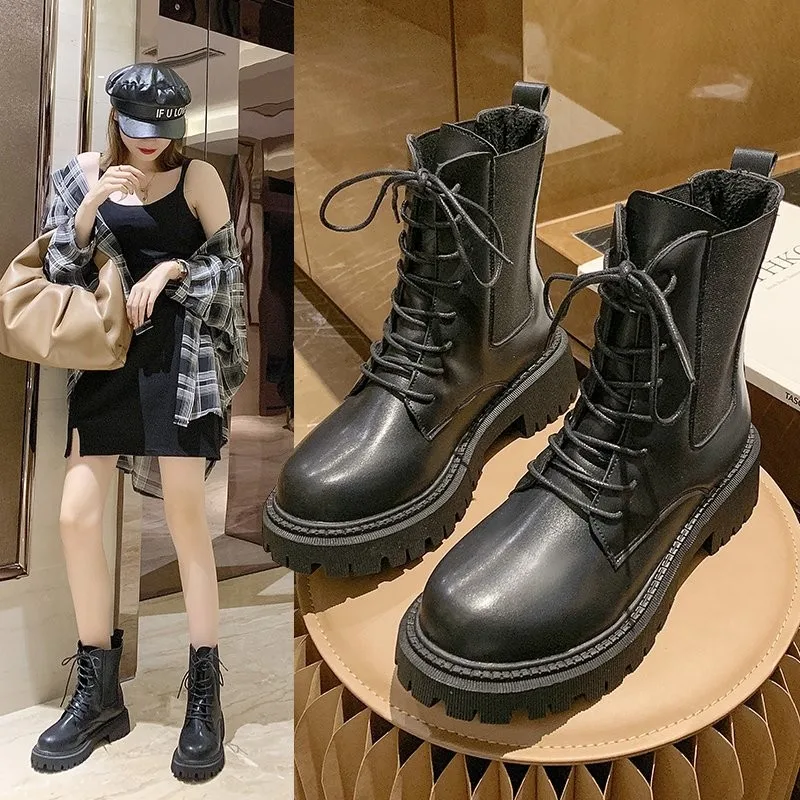 

Martin Boots Women's Short Boots In Autumn And Winter 2021 New Fashion Korean Version Of Thick-soled Little Women's Boots With I