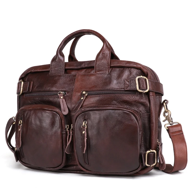 

JOYIR New Genuine Leather Men's Bags 14inches Laptop Briefcase Fashion Backpack Handbag for Men A4 Document Man Tote Bag Mochila