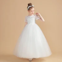 girl dresses elegant ruffles ball gown flower girl dresses ivory appliques kids princess for wedding pageant gowns vestidos