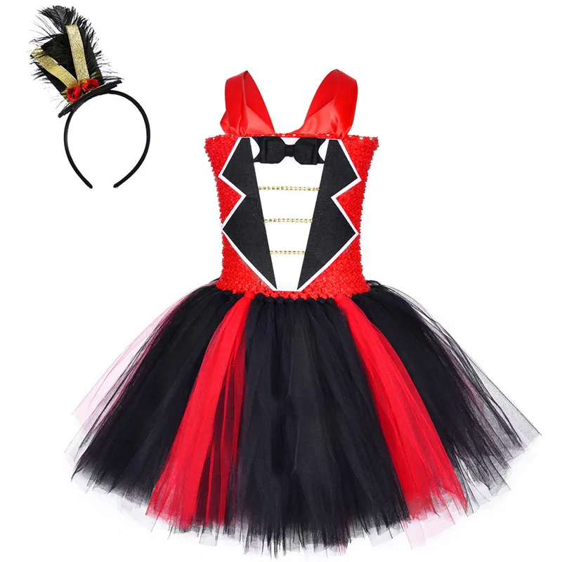 

2021 Tutu Queen Halloween Dress For Girl Costume Kid Children Performance Show Party Clothing Red Black