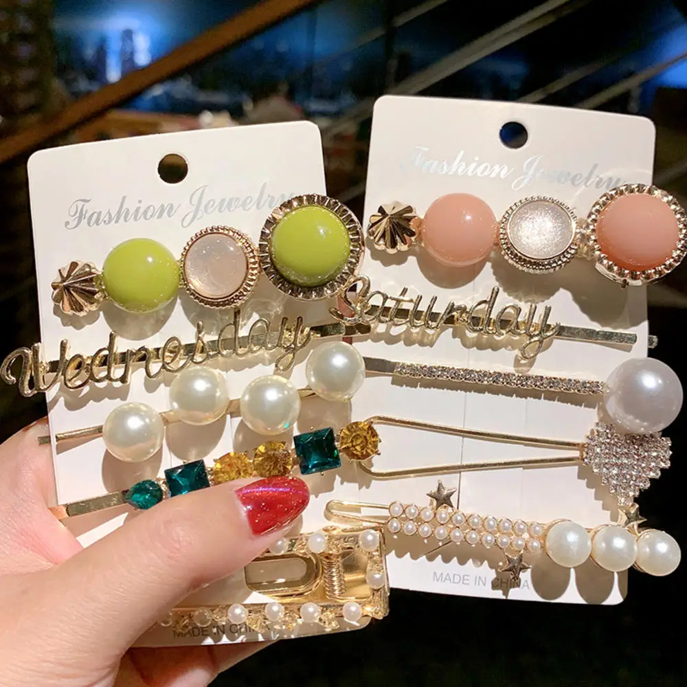 

1 Set Fashion Hair Pins Side Clip Set Acrylic Waterdrop Hair Barrettes For Women Girls Korean Geometric Hair Accessories Jewelry