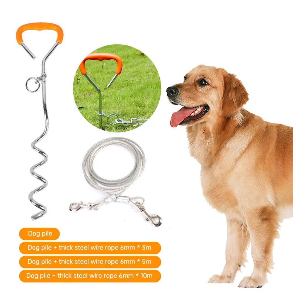 Heavy Duty Pet Dog Leash Tie Metal Screw Stake Corkscrew Safe For Outdoor Camping Garden Ground Cable Lead Wires Dropship | Дом и сад