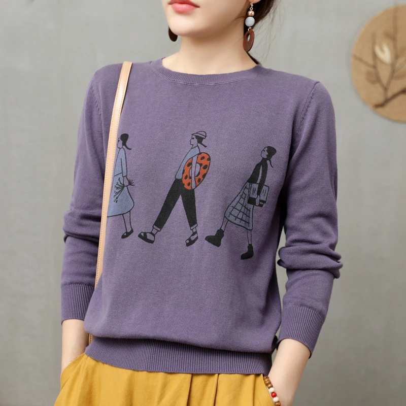 

winter Autumn and New 100% cotton jumpers women's Korean versatile base shirt by age round neck long sleeve pullover