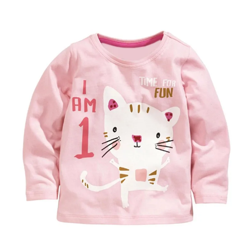 Модные футболки для девочек с изображением кота топы длинными рукавами модные