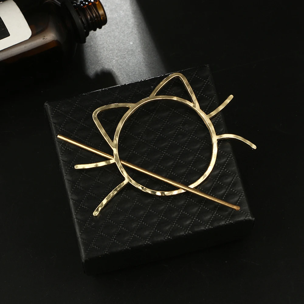 Женская заколка для волос Meow Cat 1 шт. металлическая с геометрическим рисунком шаль