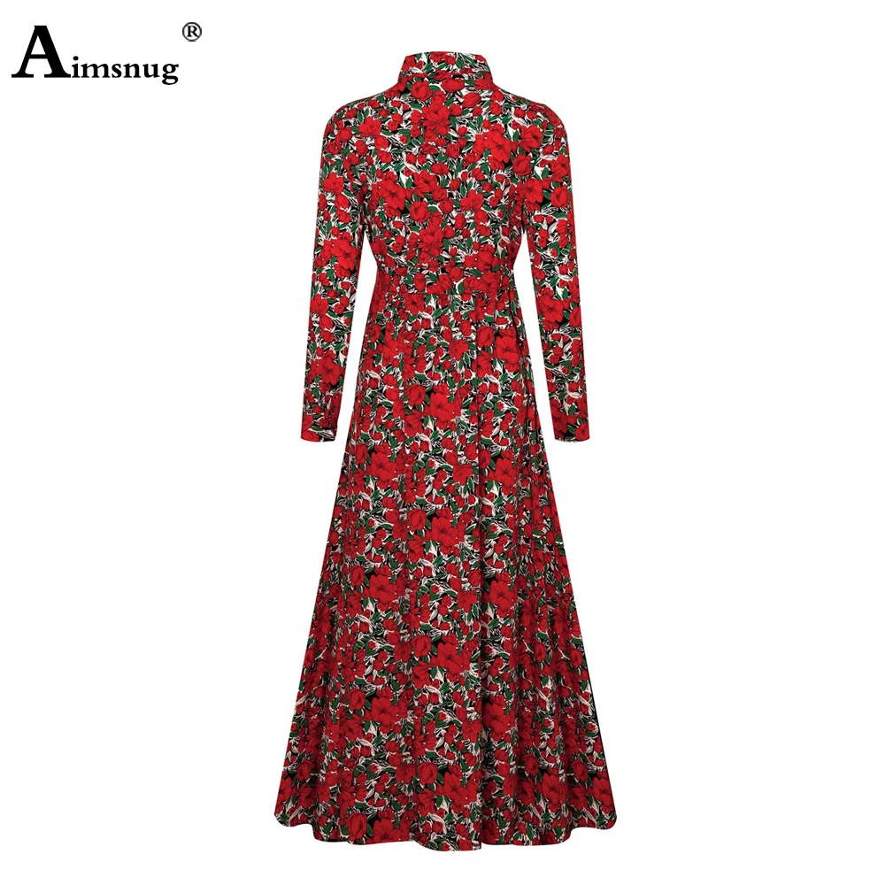 

Aimsnug 2020 Ladies Elegant Long Maxi Dress Patchwork Boho Flower Print Summer Autumn Dresses Plus size Women Casual Loose Dress