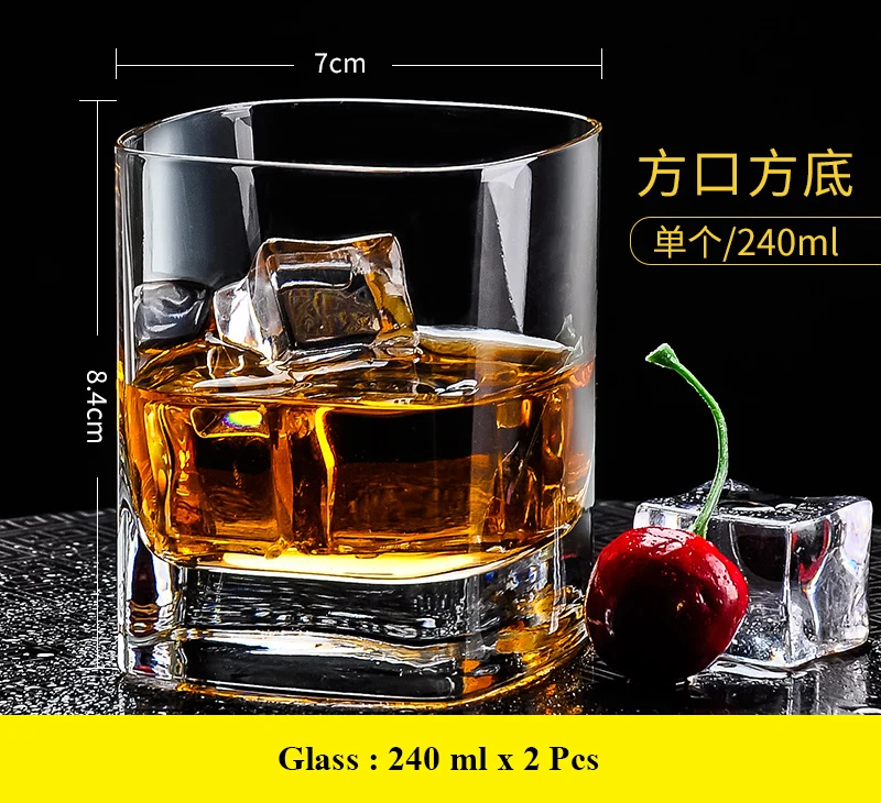 

Set of 2 top quality crystal whiskey wine glass for party club beer drinking glass cups 200902-02