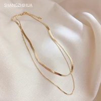 2021 high quality korean gold plated fine jewelry women fairy double chains necklaces for female star moon pendant mom gifts