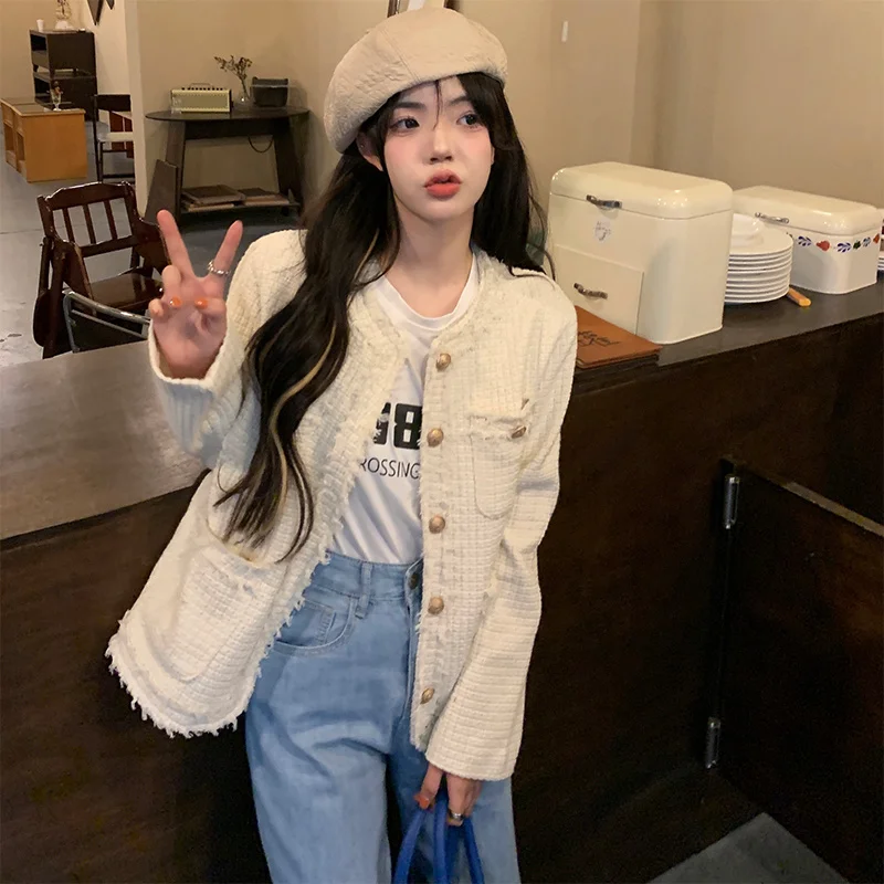 

Жакет абрикосового цвета Женская Ранняя весна и осень 2021 в Корейском стиле свободная маленькая стильная модная верхняя одежда