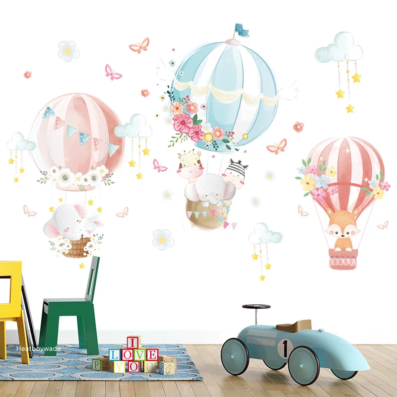 Мультяшные животные воздушный шар настенные наклейки для детей детская комната