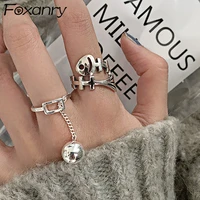 evimi 925 stamp silver openwork rings ins fashion creative ball pendant vintage handmade party jewelry gifts for women