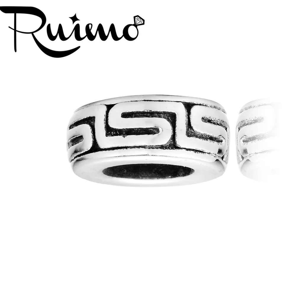 Круглые Металлические бусины RUIMO из нержавеющей стали Античные Серебристые 5 мм
