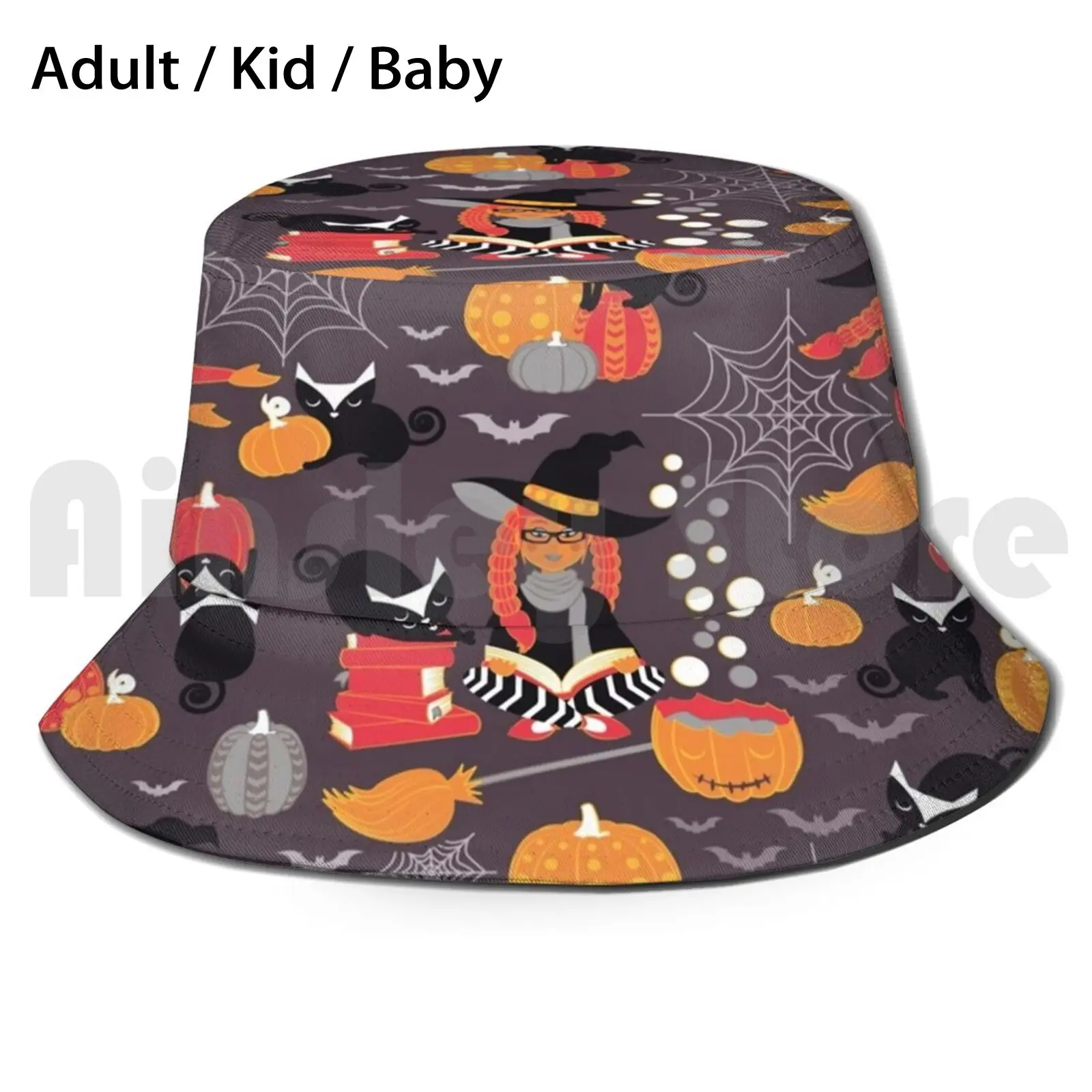 

Зачарованная винтажная шляпа-ведро на Хэллоуин для детей и взрослых, детские пляжные шляпы от солнца с узорами, ярко-красный Кот