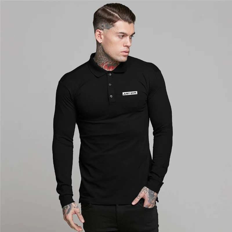 

New Workout Polo Shirt Collar Men Plus Size Autumn Button Brand Men Polo Shirt Long Sleeve Casual Male Shirt Dress Polo Shirts