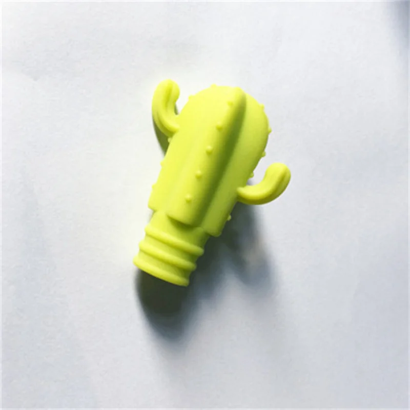 

Creative cactus shape silicone wine bottle stopper wine glass label