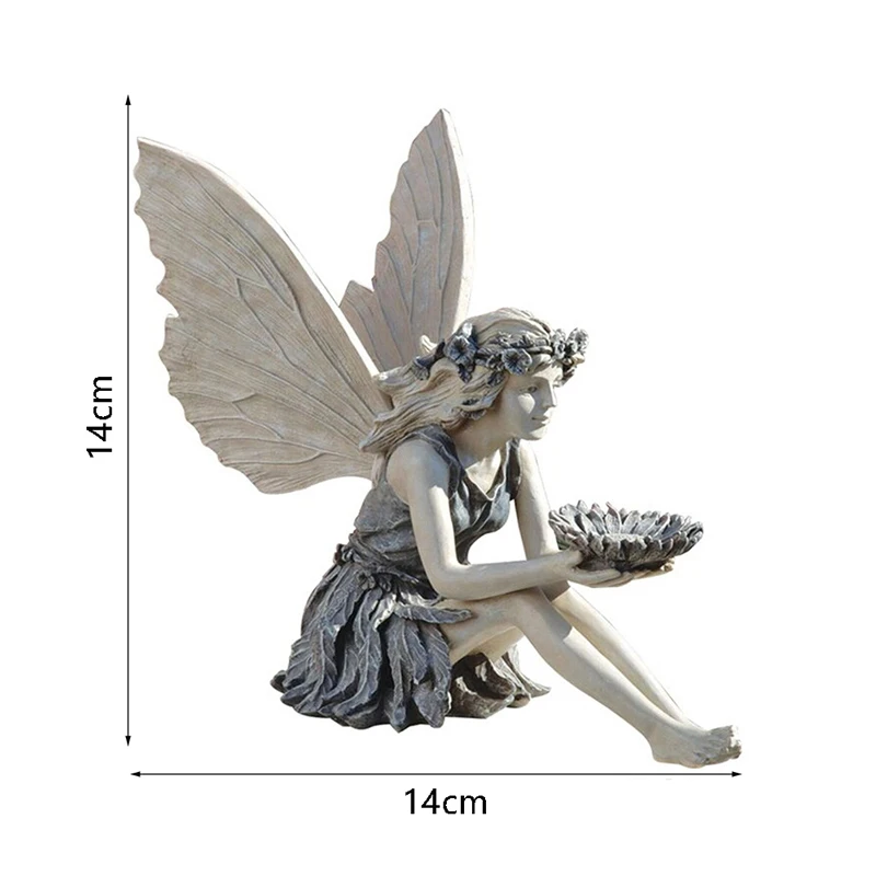 

Sunflower Fairy Statue Beautiful Angel Sculpture Realistic Figure Decoration Angel Girl Feeder Resin Ornaments