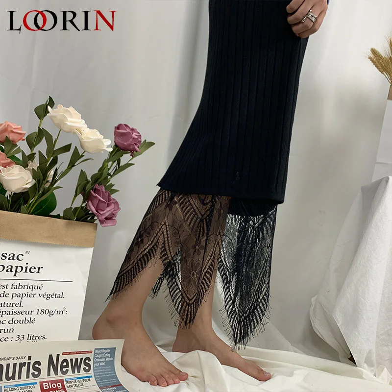Lorin шерстяная юбка средней длины приталенное модное мягкое платье прозрачное