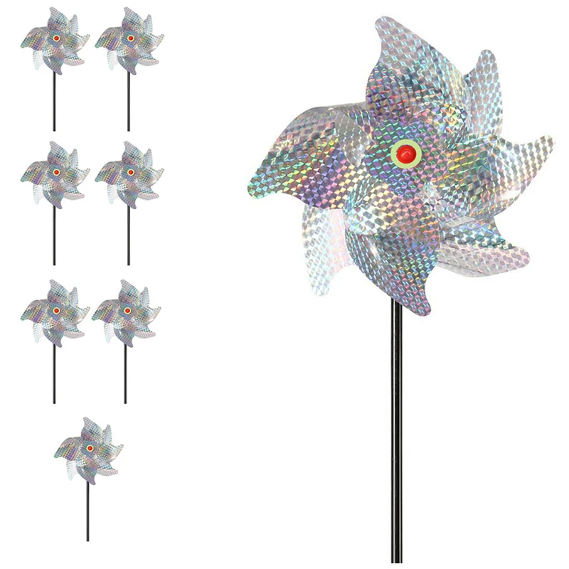 

Windmill Kid Toy Reflective Bird Repellent Windmill Repeller Sparkly Silver High Reflective Pinwheels Bird