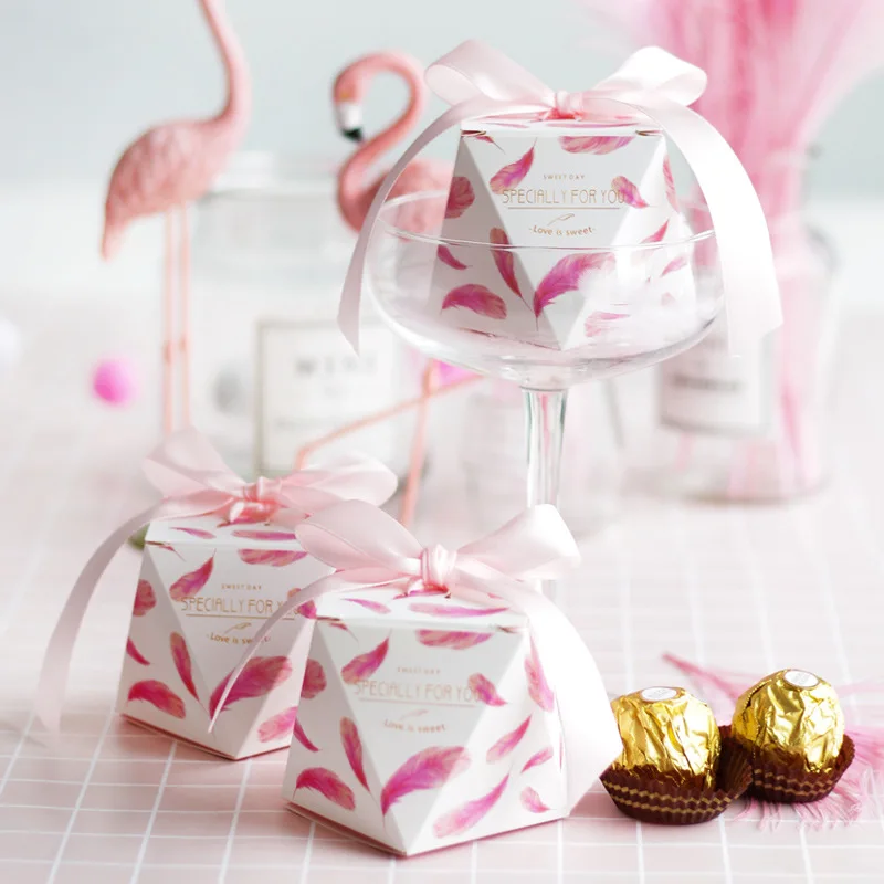 Коробка с розовыми перьями для свадебных подарков и Сумок женская Подарочная