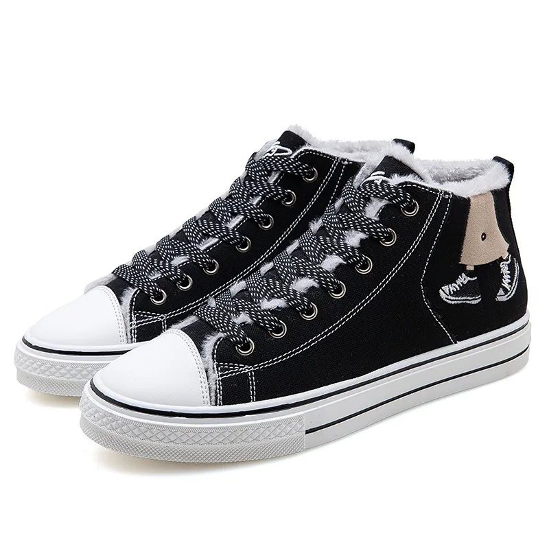 

2020 New Canvas Winter Sneakers With Fur Plush Warm Platform Snow Boots Casual Shoes Woman High Top Sneakers Unisex basket femme