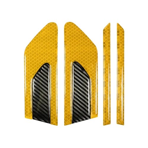 Yellow HYZHAUTO 2 шт. Автомобильная листовая доска Светоотражающая наклейка 3D углеродное волокно Грузовик Авто Мотоцикл Светоотражающие предупредительные полоски против царапин - Color: Yellow