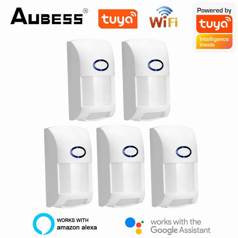

Смарт-датчик движения Aubess Tuya, инфракрасный детектор движения, с Wi-Fi, с сигнализацией для умного дома