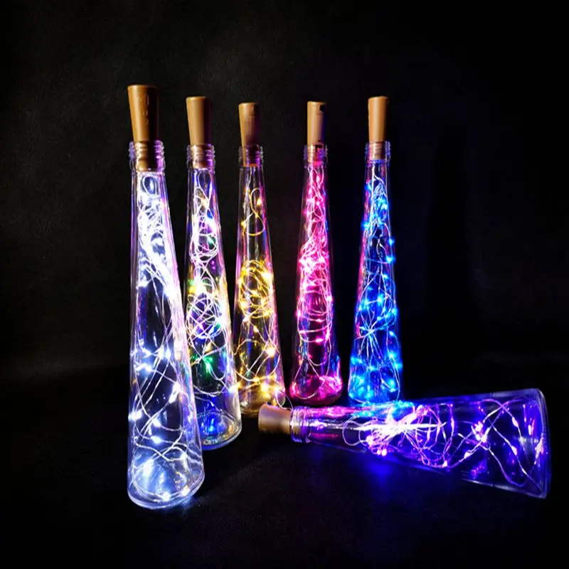 

Garland Wine Bottle Lights with Cork Copper Wire Colorful Fairy Lights String for Party Wedding Decor Battery Included Wholesale