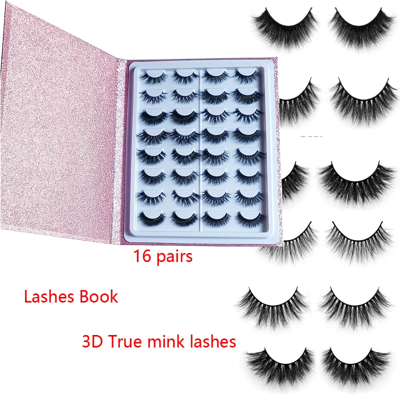 3D mink Lashes Silk eyelashes wispy lashes 16 pairs book faux lash lift bulk eye | Красота и здоровье