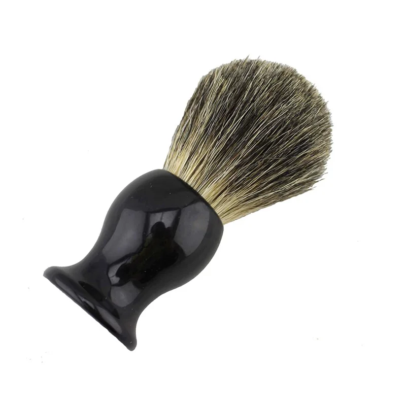 Серый чистый Барсучий помазок для бритья с черной ручкой из смолы и удаления