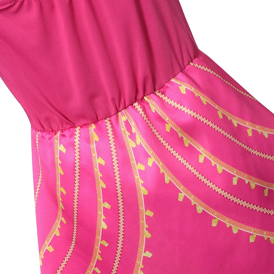 Костюм принцессы жасмин MUABABY для девочек с открытой спиной принтом розы лампа