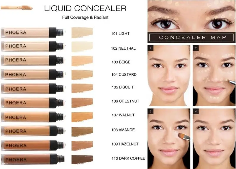 PHOERA 10 цветов жидкий Гладкий укрыватель крем палка макияж шрамы покрытие от
