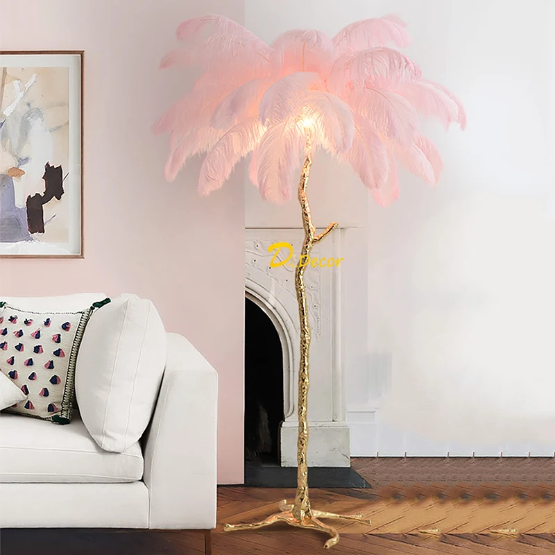 

Modern Ostrich Feather Floor Lamp Stand Light Nordic Indoor Lighting Decor Home Living Room Floor Lights Luminaria Bedside Lamp