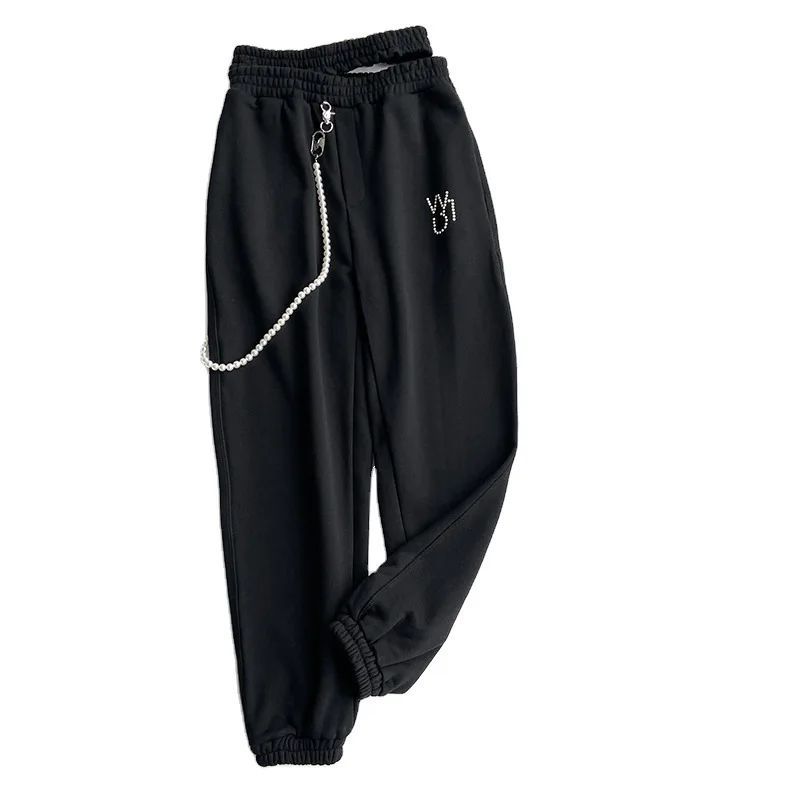 

GVUW High Elastic Waist Black Sports Trousers New Arrivals Loose Fit Pants Women Fashion Tide Spring Autumn 2021 20D837