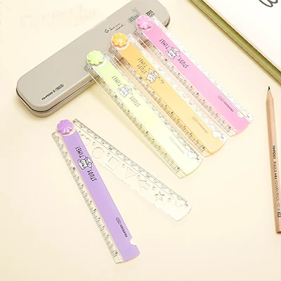 30CM New Cute Kawaii Study Time Color Folding Ruler Multifunction DIY Drawing Rulers For Kids Students Office School Stationery