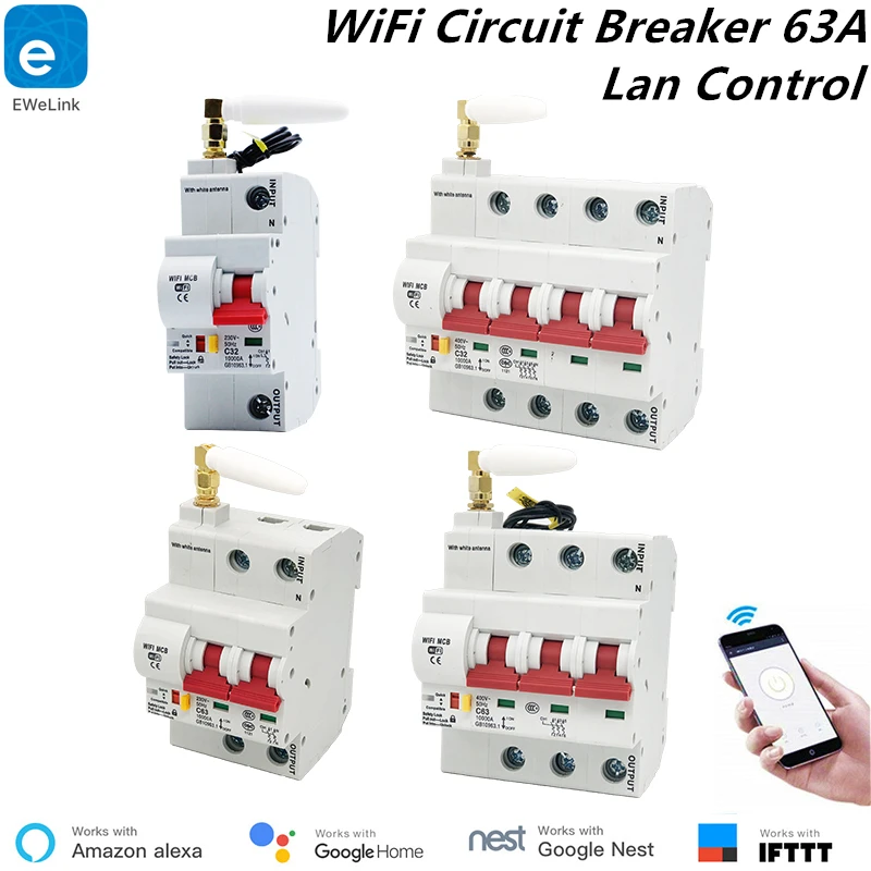 Выключатель автоматический умный с поддержкой Wi Fi 63A 1P 4P|Модули для умного дома| |