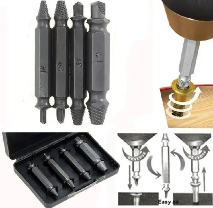 

100Set Damaged Screw Extractor Breakage Bolt Extractor Drill Bits Guide Set Broken Easy Out Fastener Kit Use SN3711