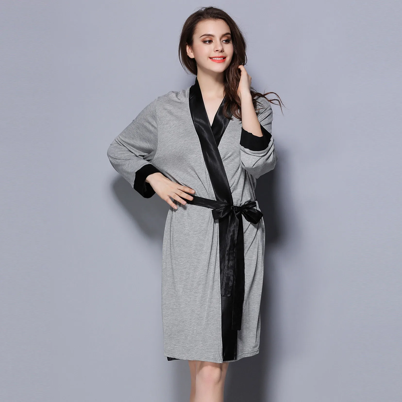 Женские халаты из модала пижамы сексуальный элегантный розовый хлопковый Халат