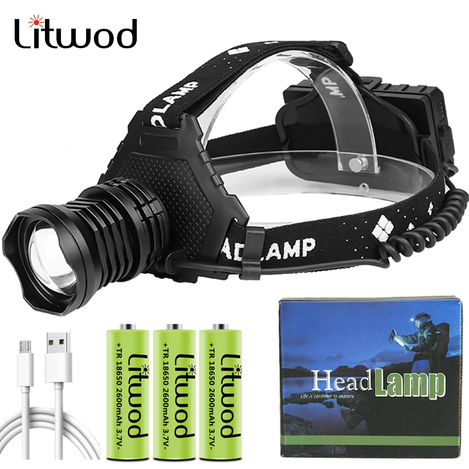

The Most Brightest Led Headlamp XHP160 1,000,000LM Headlight Powerbank Zoomable Built in 18650 Battery Head Flashlight Lamp