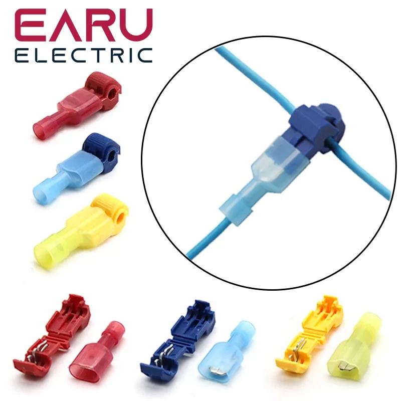 10/30/60/90/120/150Pcs T-Tap Type Quick Electrical Cable Connector Snap Splice Lock Wire Terminal Waterproof Crimp Wire Terminal