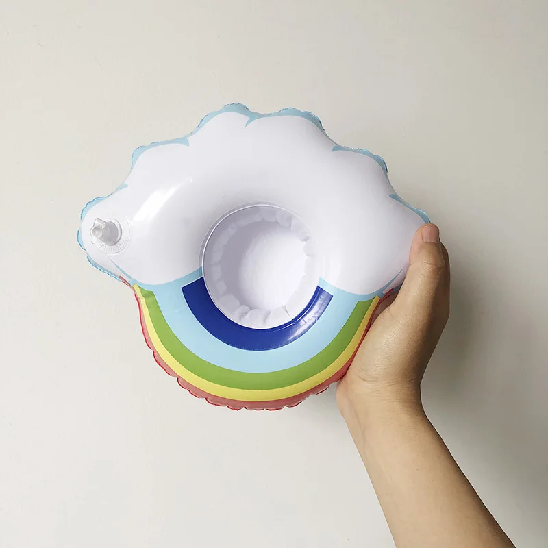 rainbow cloud 11 стилей мини надувная форма плавательный бассейн напиток держатель для бутылочек плавательная игрушка подставки для вода напитки Бутылка пива - Цвет: rainbow cloud